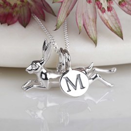 Personalised Leaping Hare Necklace Personalised Leaping Hare Necklace Silver