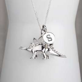 Personalised Stegosaurus Necklace Personalised Solid Silver Stegosaurus Necklace