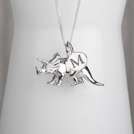 Personalised Triceratops Necklace Personalised Solid Silver Triceratops Necklace