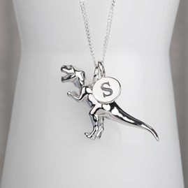 Personalised T Rex Necklace Personalised Solid Silver T Rex Necklace