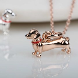 Solid Silver Dachshund Pendant Rose Gold Dachshund Pendant