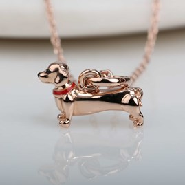 Solid Silver Dachshund Pendant Rose Gold Dachshund Pendant