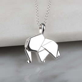 Personalised Solid Silver Origami Elephant Necklace Personalised Solid Silver Origami Elephant Necklace
