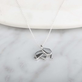 Personalised Solid Silver Origami Elephant Necklace Personalised Solid Silver Origami Elephant Necklace