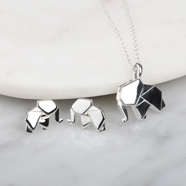 Personalised Solid Silver Origami Elephant Necklace Personalised Solid Silver Origami Elephant Necklace
