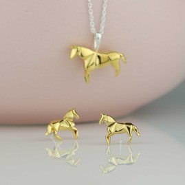 Sterling Silver And Gold Plated Origami Horse Earrings Sterling Silver And Gold Plated Origami Horse Earrings