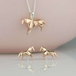 Silver And Rose Gold Plated Origami Horse Earrings Silver And Rose Gold Plated Origami Horse Earrings