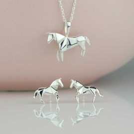 Sterling Silver Origami Horse Earrings Sterling Silver Origami Horse Earrings
