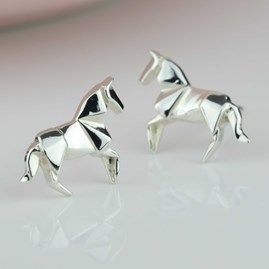Sterling Silver Origami Horse Earrings Sterling Silver Origami Horse Earrings