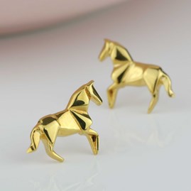 Sterling Silver And Gold Plated Origami Horse Earrings Sterling Silver And Gold Plated Origami Horse Earrings