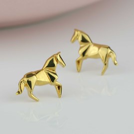 Sterling Silver And Gold Plated Origami Horse Earrings Sterling Silver And Gold Plated Origami Horse Earrings