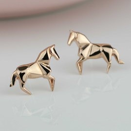 Silver And Rose Gold Plated Origami Horse Earrings Silver And Rose Gold Plated Origami Horse Earrings