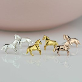 Sterling Silver And Gold Plated Origami Horse Earrings