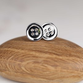 Polished Solid Silver Button Stud Earrings Polished Solid Silver Button Stud Earrings