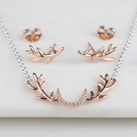 Sterling Silver Stag Antler Necklace