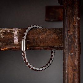 Men's Leather And Cord Bracelet Brown and Grey