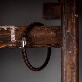 Men's Leather And Cord Bracelet Black and Brown