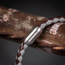 Men's Leather And Cord Bracelet Brown and Grey