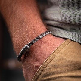 Men's Leather And Cord Bracelet Men's Leather And Cord Bracelet