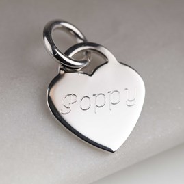 Engraved Silver Heart Necklace With Star Loopy Font