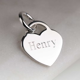 Engraved Silver Heart Necklace With Christening Cross Traditional Font