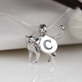 Personalised Solid Silver Cat Necklace Personalised Solid Silver Cat Necklace