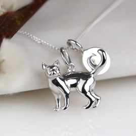 Personalised Solid Silver Cat Necklace Personalised Solid Silver Cat Necklace