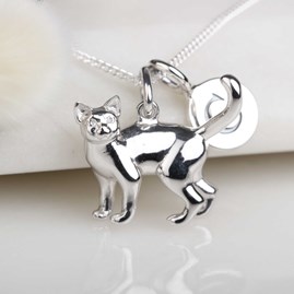 Personalised Solid Silver Cat Necklace Personalised Solid Silver Cat Necklace