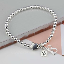 Personalised Jess Silver Star Bracelet Personalised Jess Silver Star Bracelet