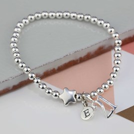 Personalised Jess Silver Star Bracelet Personalised Jess Silver Star Bracelet