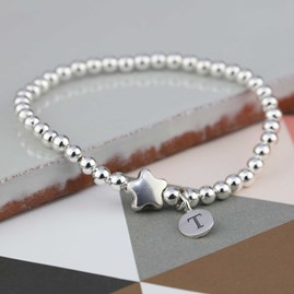Personalised Jess Silver Star Bracelet Personalised Jess Silver Star Bracelet
