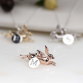 Personalised Leaping Hare Necklace Personalised Leaping Hare Necklace Rose Gold
