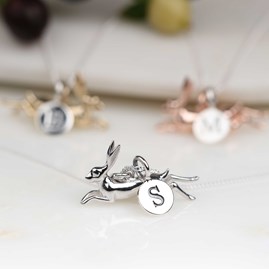 Personalised Leaping Hare Necklace Personalised Leaping Hare Necklace Silver