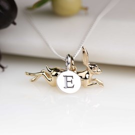 Personalised Leaping Hare Necklace Personalised Leaping Hare Necklace Gold