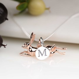 Personalised Leaping Hare Necklace Personalised Leaping Hare Necklace Rose Gold