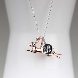 Personalised Leaping Hare Necklace Personalised Leaping Hare Necklace Rose Gold