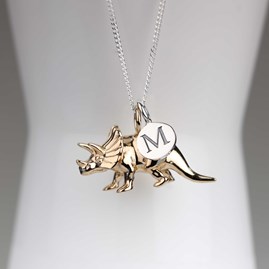 Personalised Triceratops Necklace Personalised Solid Silver Triceratops Necklace Gold