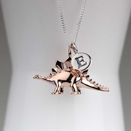 Personalised Stegosaurus Necklace Personalised Solid Silver Stegosaurus Necklace Rose Gold