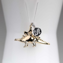 Personalised Stegosaurus Necklace Personalised Solid Silver Stegosaurus Necklace Gold