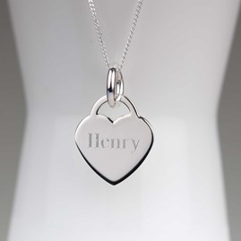 Engraved Silver Heart Necklace Engraved Silver Heart Necklace