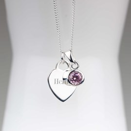 Personalised Children's Heart And Birthstone Necklace Personalised Children's Heart And Birthstone Necklace