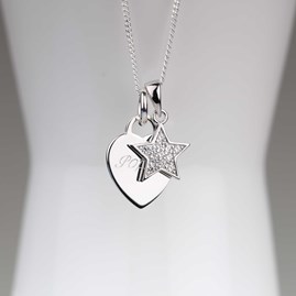 Personalised Children's Heart And Star Necklace Personalised Children's Heart And Star Necklace
