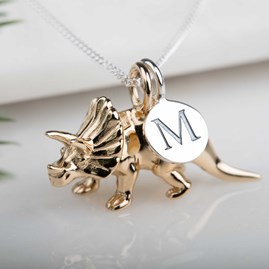 Personalised Triceratops Necklace Personalised Solid Silver Triceratops Necklace Gold