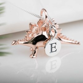 Personalised Stegosaurus Necklace Personalised Solid Silver Stegosaurus Necklace Rose Gold