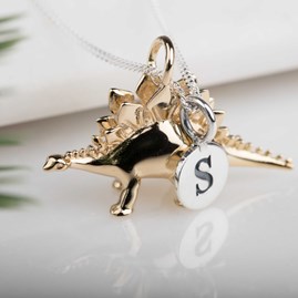Personalised Stegosaurus Necklace Personalised Solid Silver Stegosaurus Necklace Gold