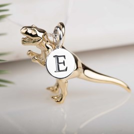 Personalised T Rex Necklace Personalised Solid Silver T Rex Necklace Gold