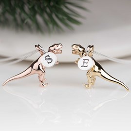 Personalised T Rex Necklace Personalised Solid Silver T Rex Necklace Gold Rose Gold