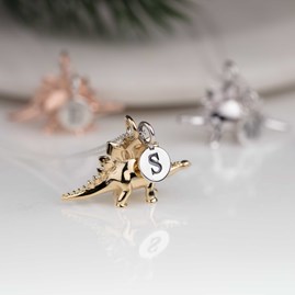 Personalised Stegosaurus Necklace Personalised Solid Silver Stegosaurus Necklace Gold