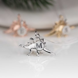 Personalised Stegosaurus Necklace Personalised Solid Silver Stegosaurus Necklace