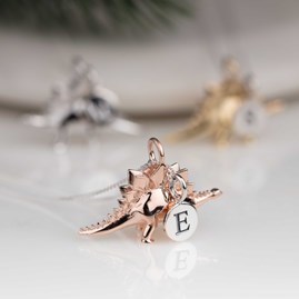 Personalised Stegosaurus Necklace Personalised Solid Silver Stegosaurus Necklace Rose Gold